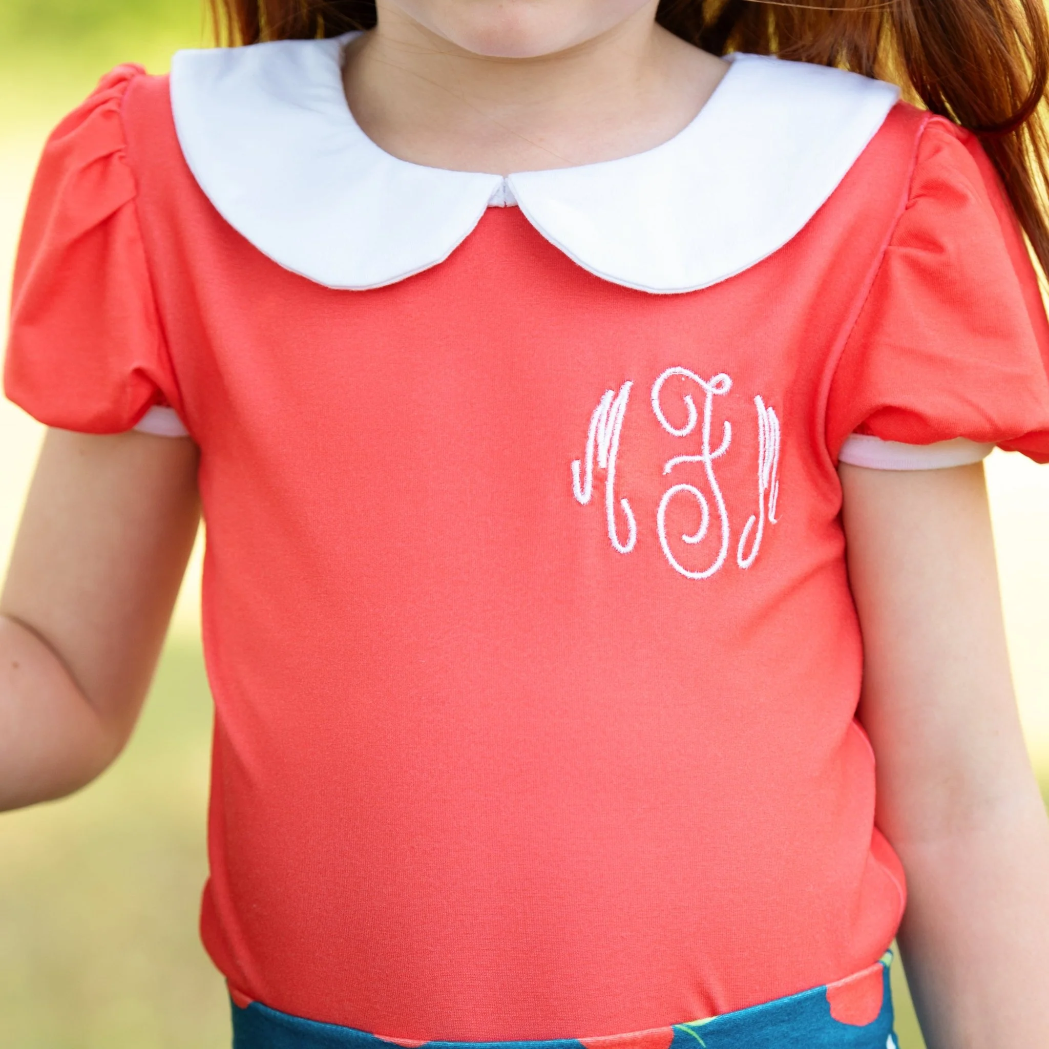 Peter Pan Puff Sleeve Tee - Red - Image 4