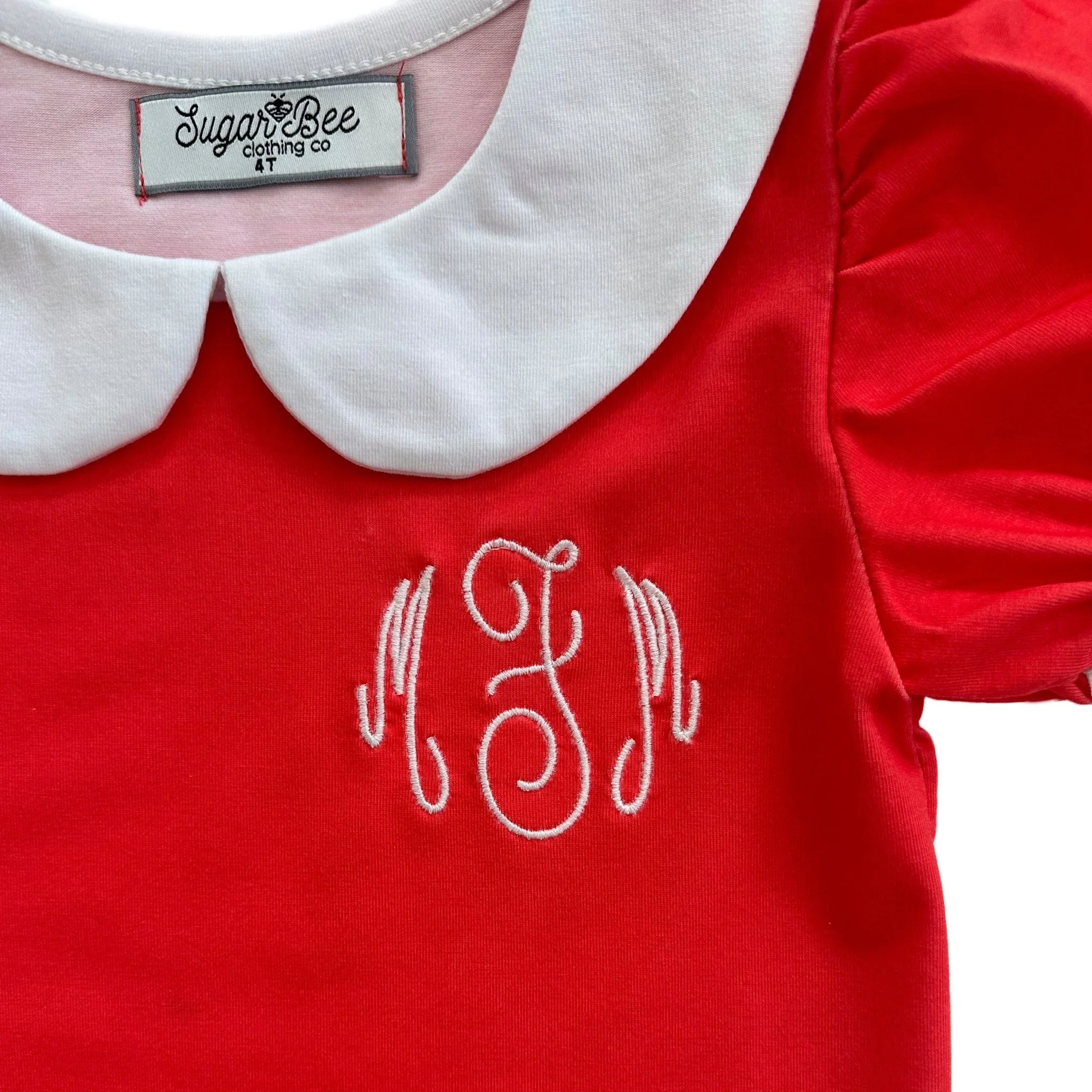 Peter Pan Puff Sleeve Tee - Red - Image 7