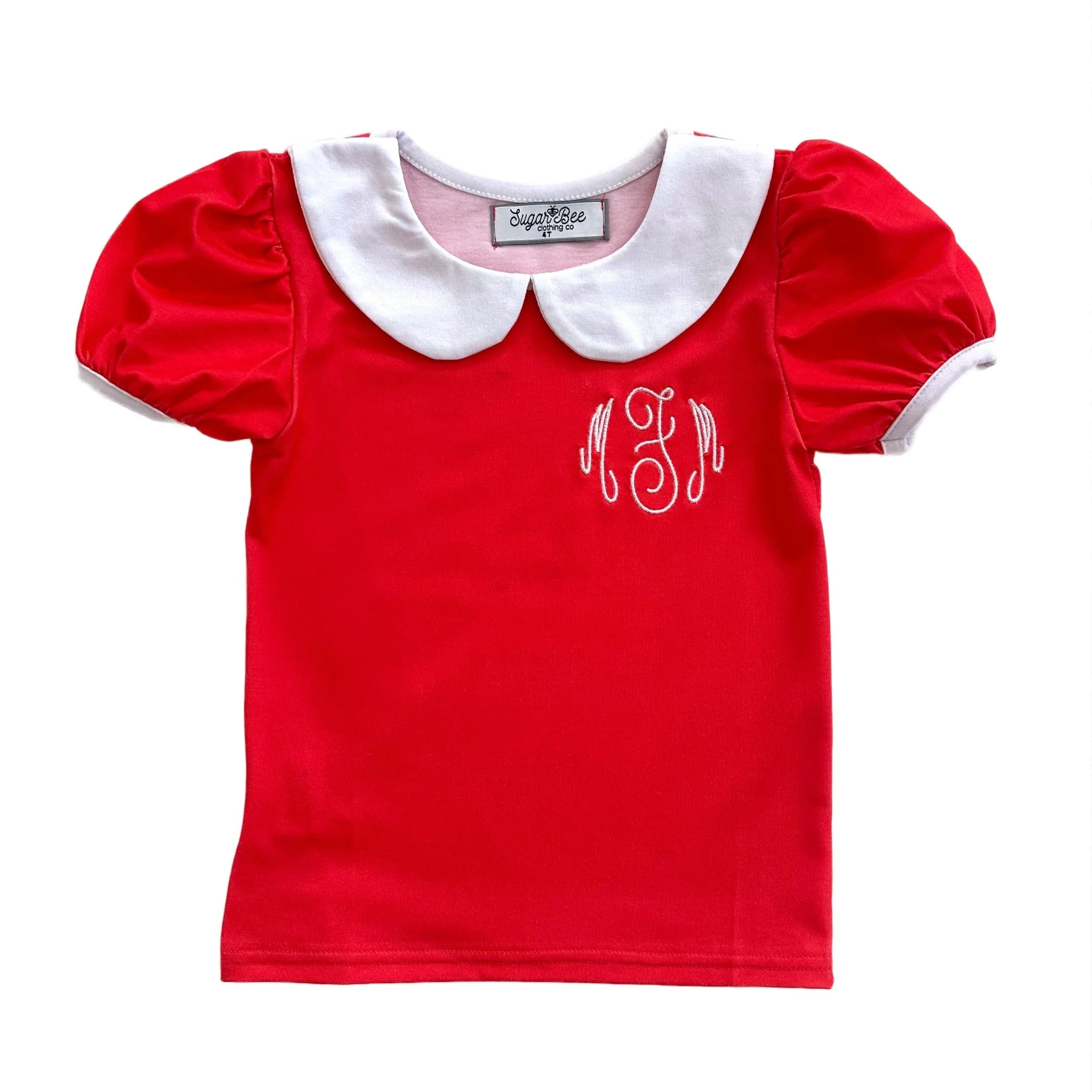Peter Pan Puff Sleeve Tee - Red - Image 8