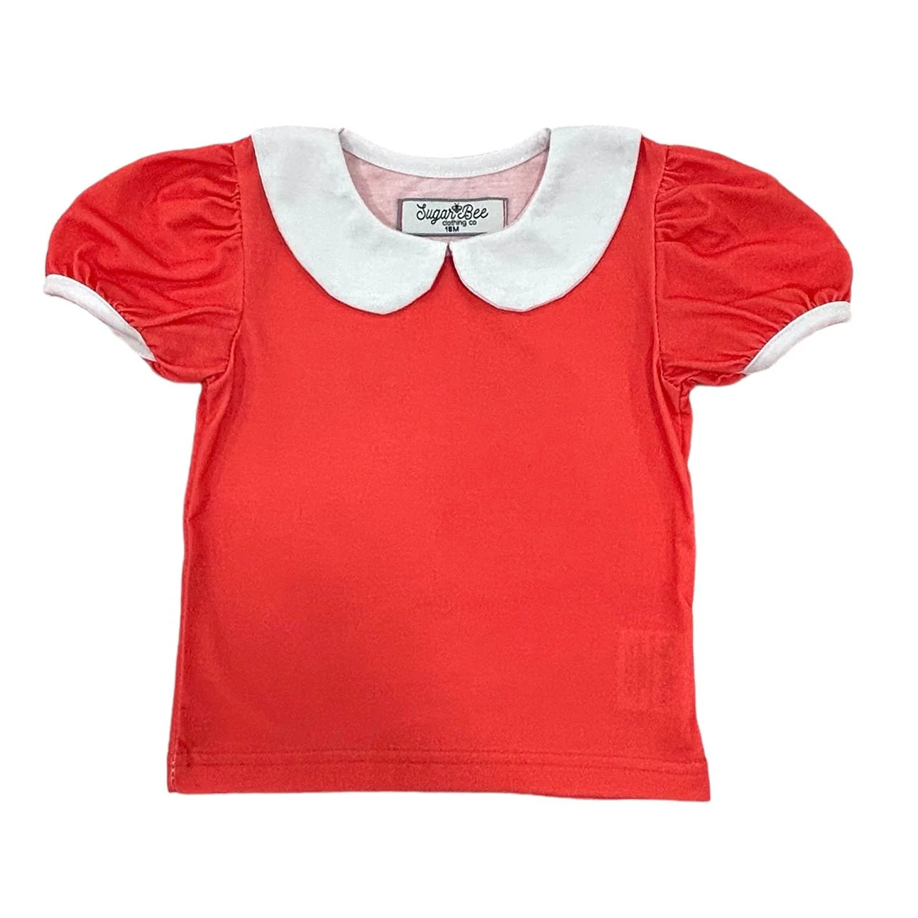 Peter Pan Puff Sleeve Tee - Red - Image 9