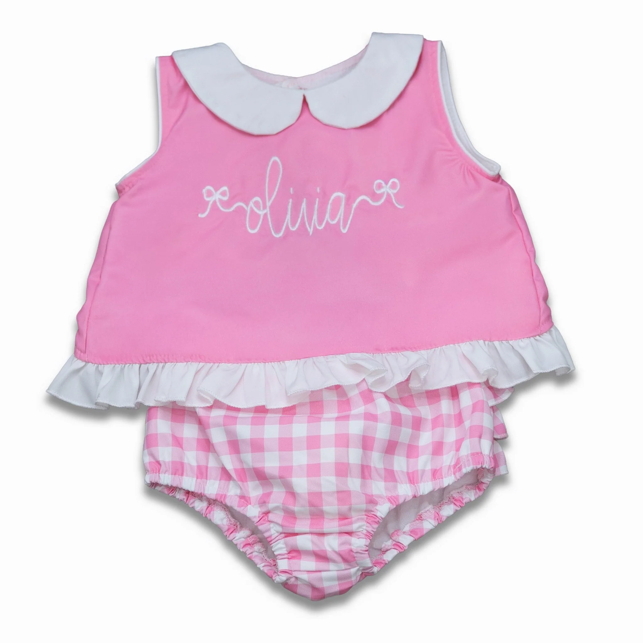 Peter Pan Swing Back Bloomer Set - Pink Gingham - Image 6