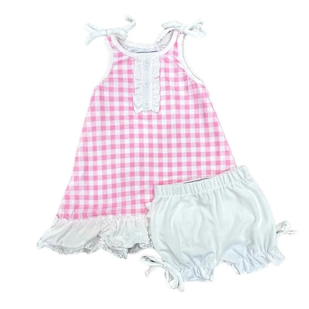 Gown with Bloomers - Pink Gingham - Image 4