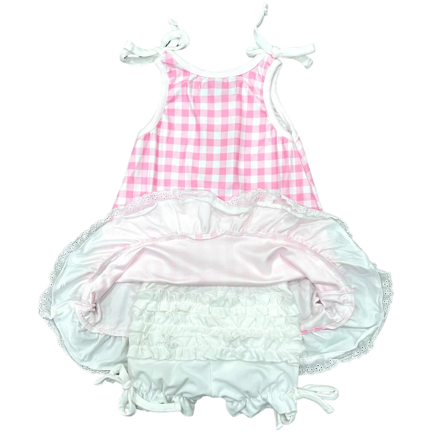 Gown with Bloomers - Pink Gingham - Image 5