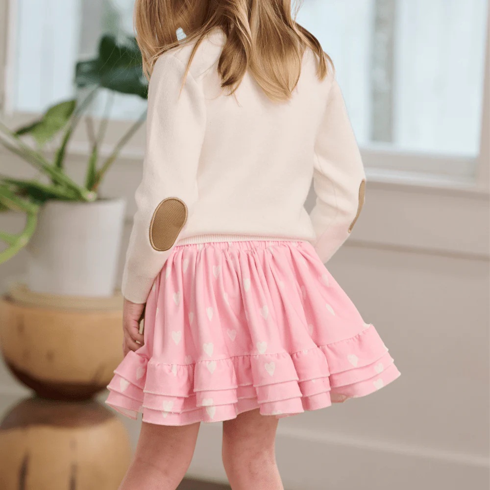 Annie Ruffle Skort - Pink Sketch Hearts - Image 3
