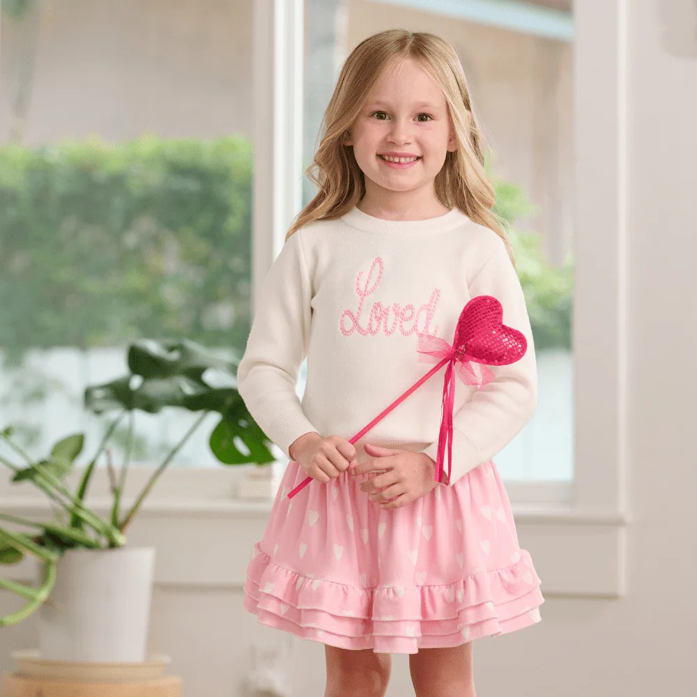 Annie Ruffle Skort - Pink Sketch Hearts - Image 4