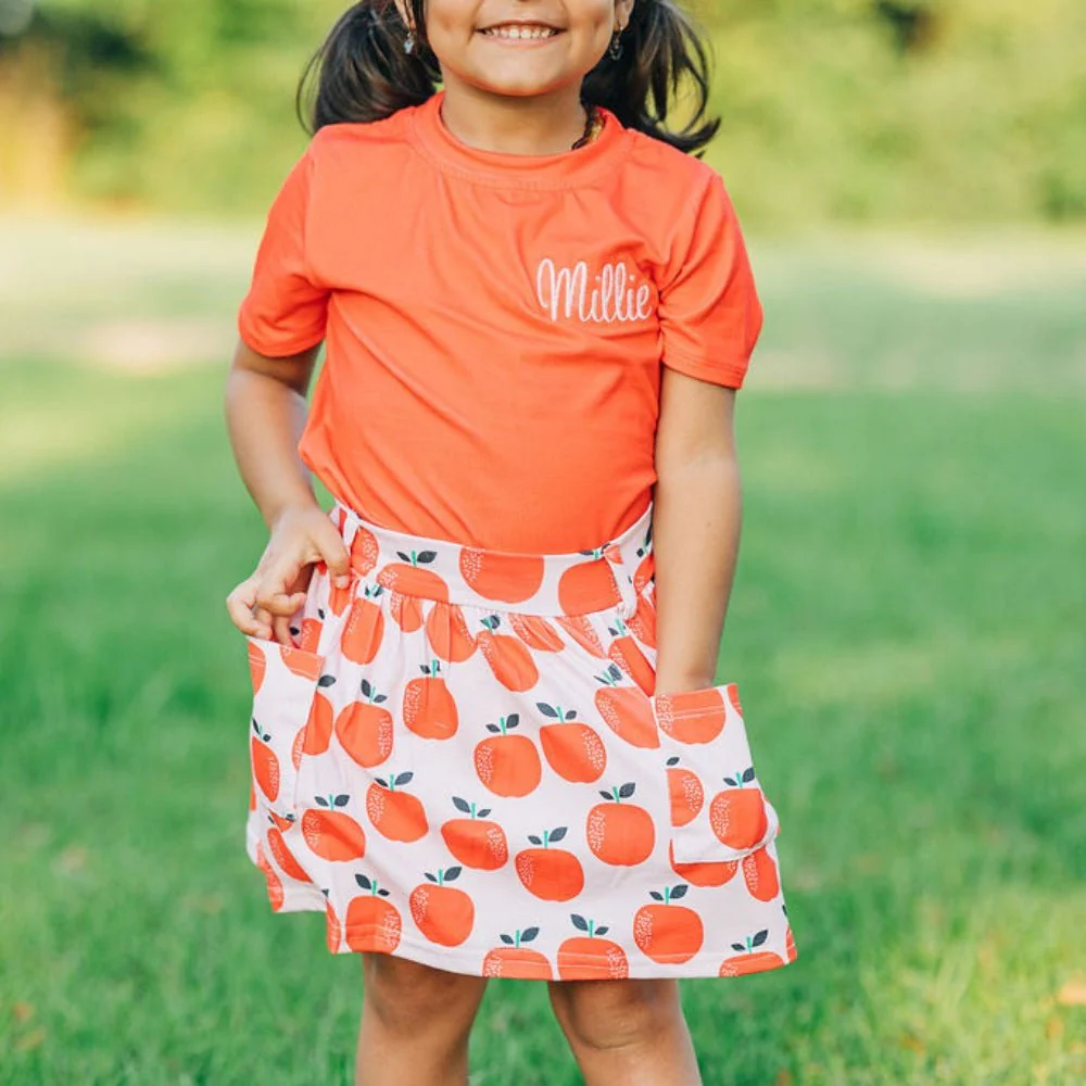Pocket Skort - Apples on Pink - Image 5
