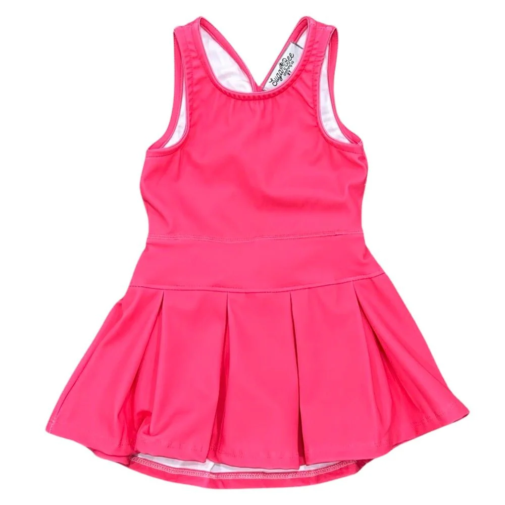 Pleated Tennis Dress - Magenta - Image 3