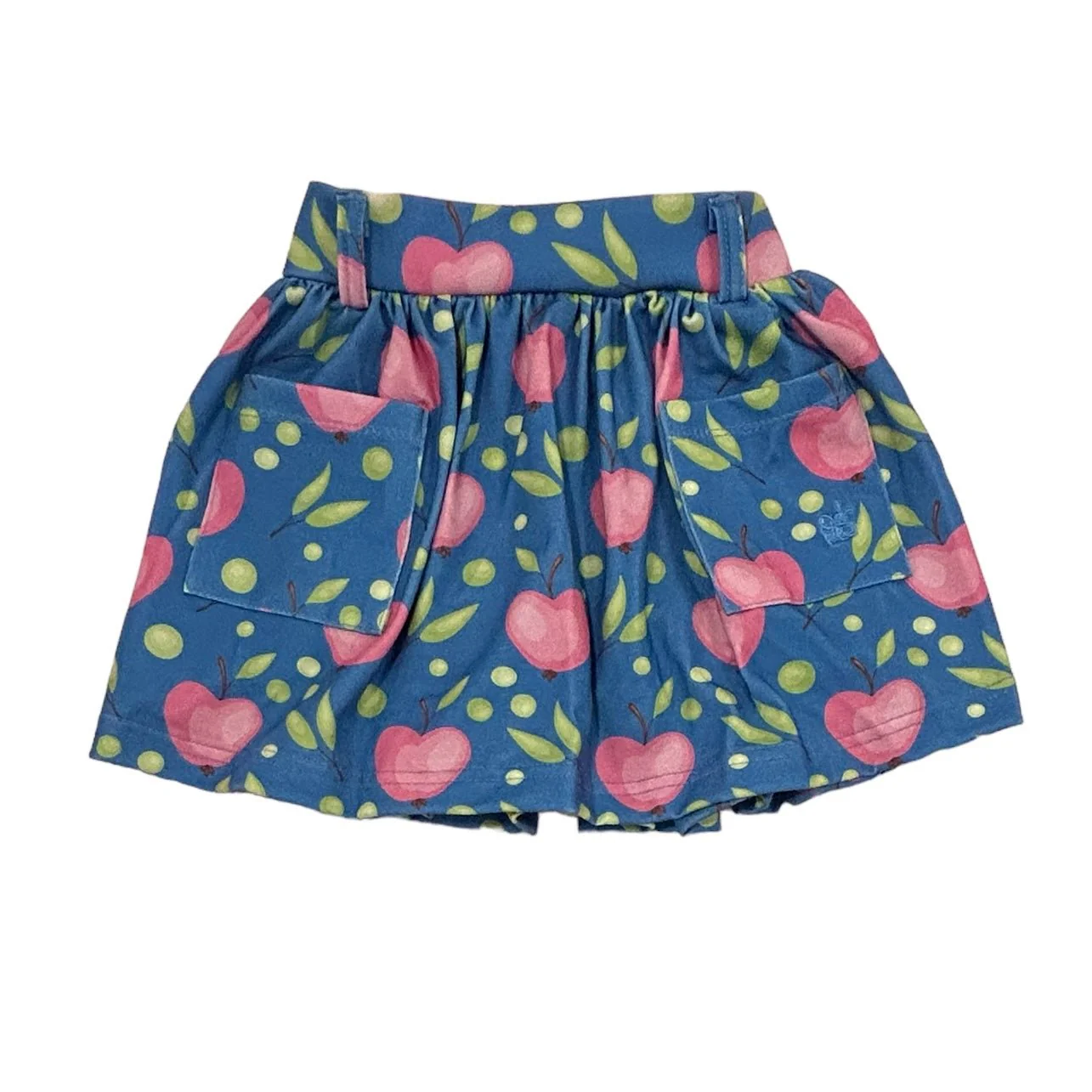 Pocket Skort - Pink Apples on Blue - Image 4
