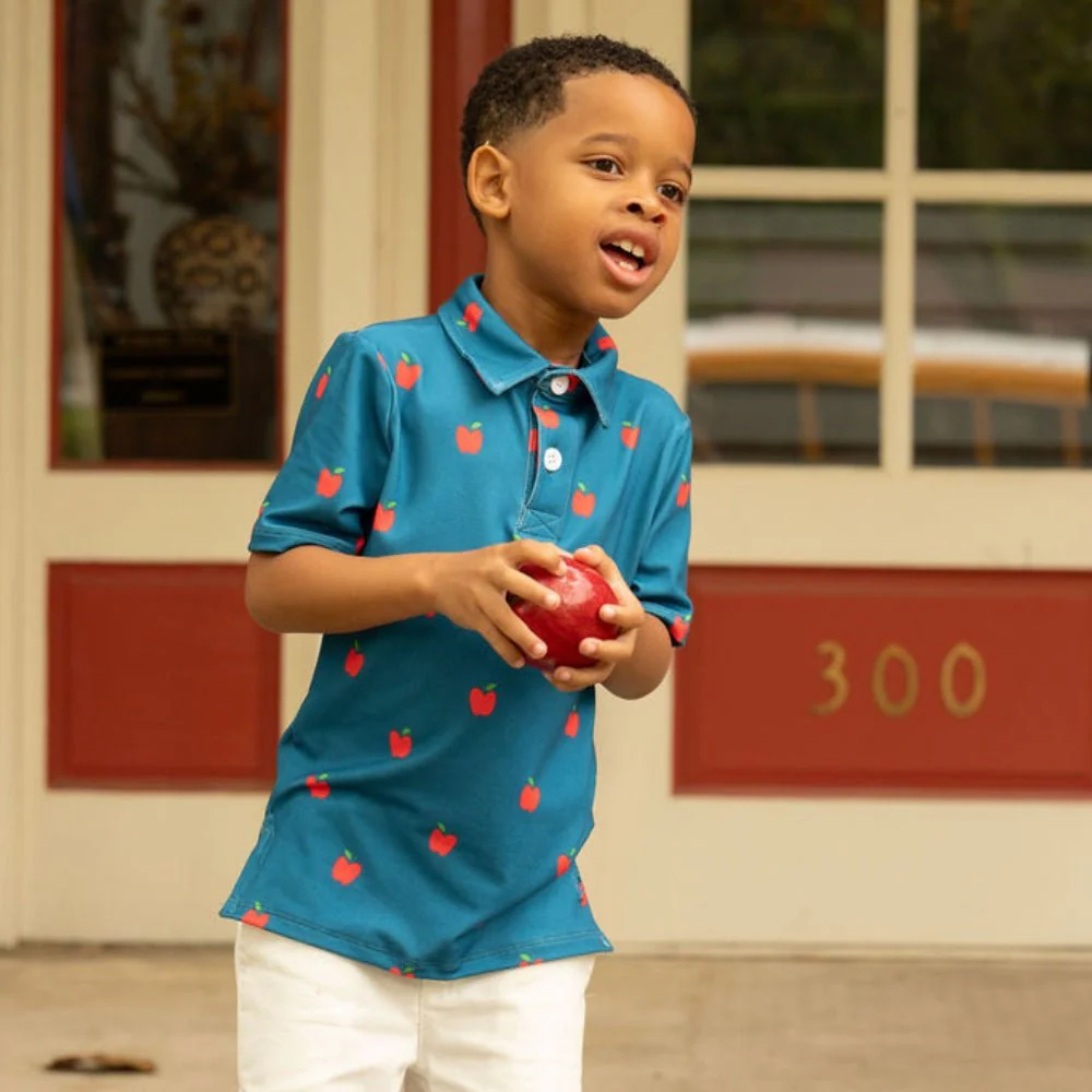 Polo - Red Apples on Navy - Image 3