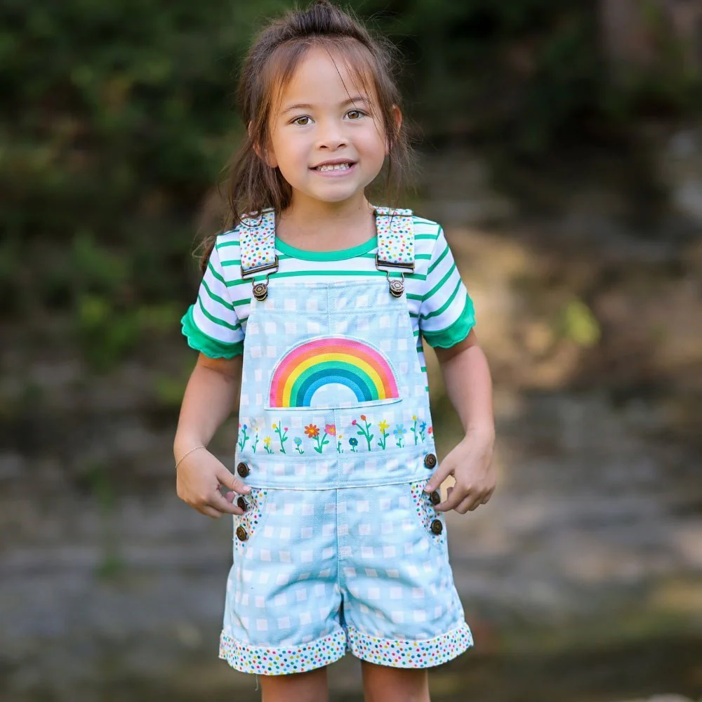 2-Piece Prairie Rainbow Overall Set