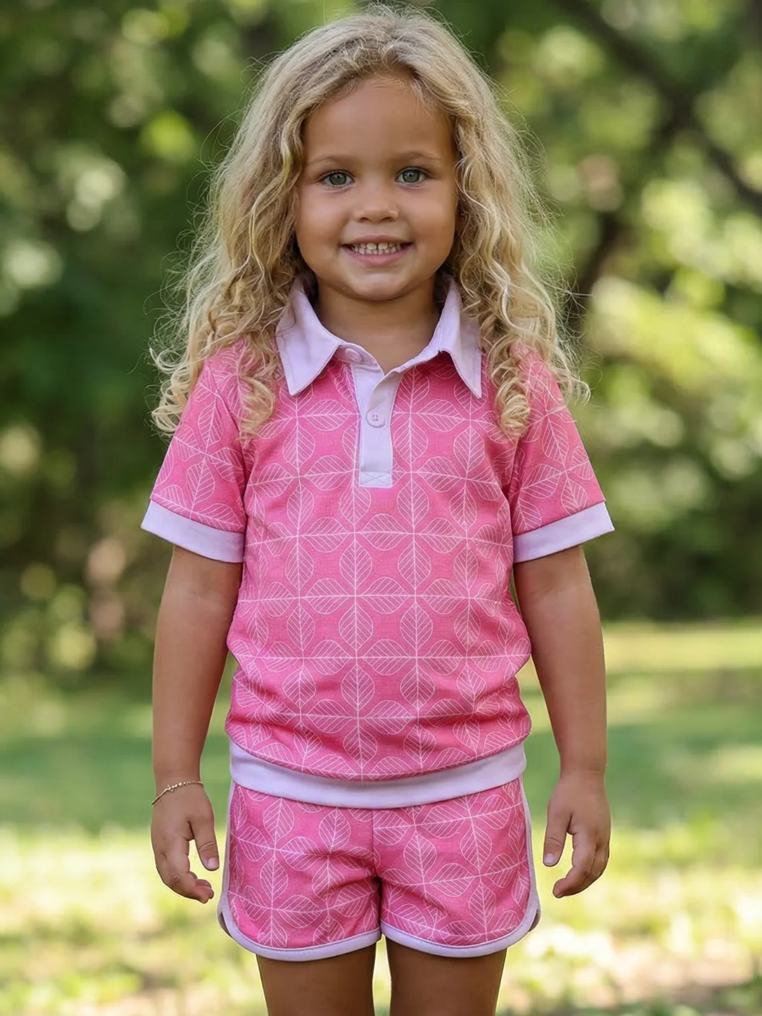 Priscilla SS Polo Short Set - Canyon Rose