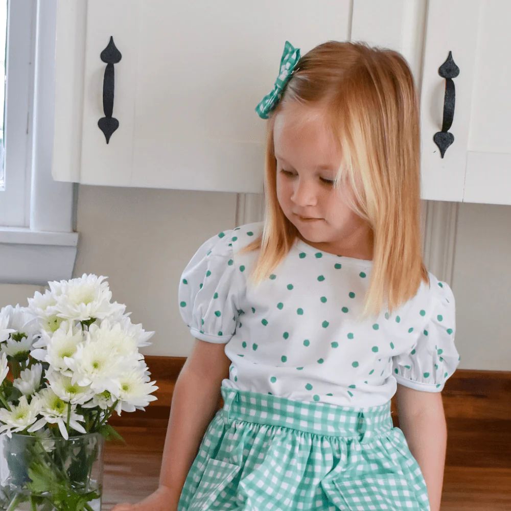Puff Sleeve Tee - Green Dots - Image 3