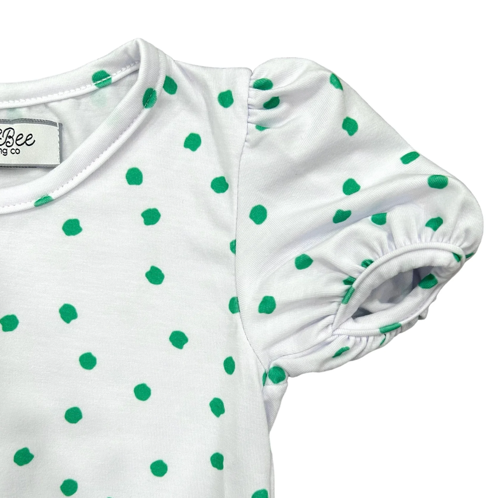 Puff Sleeve Tee - Green Dots - Image 6