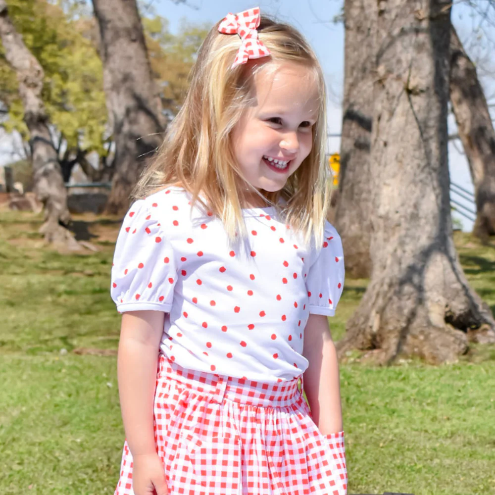 Puff Sleeve Tee - Red Dots - Image 3