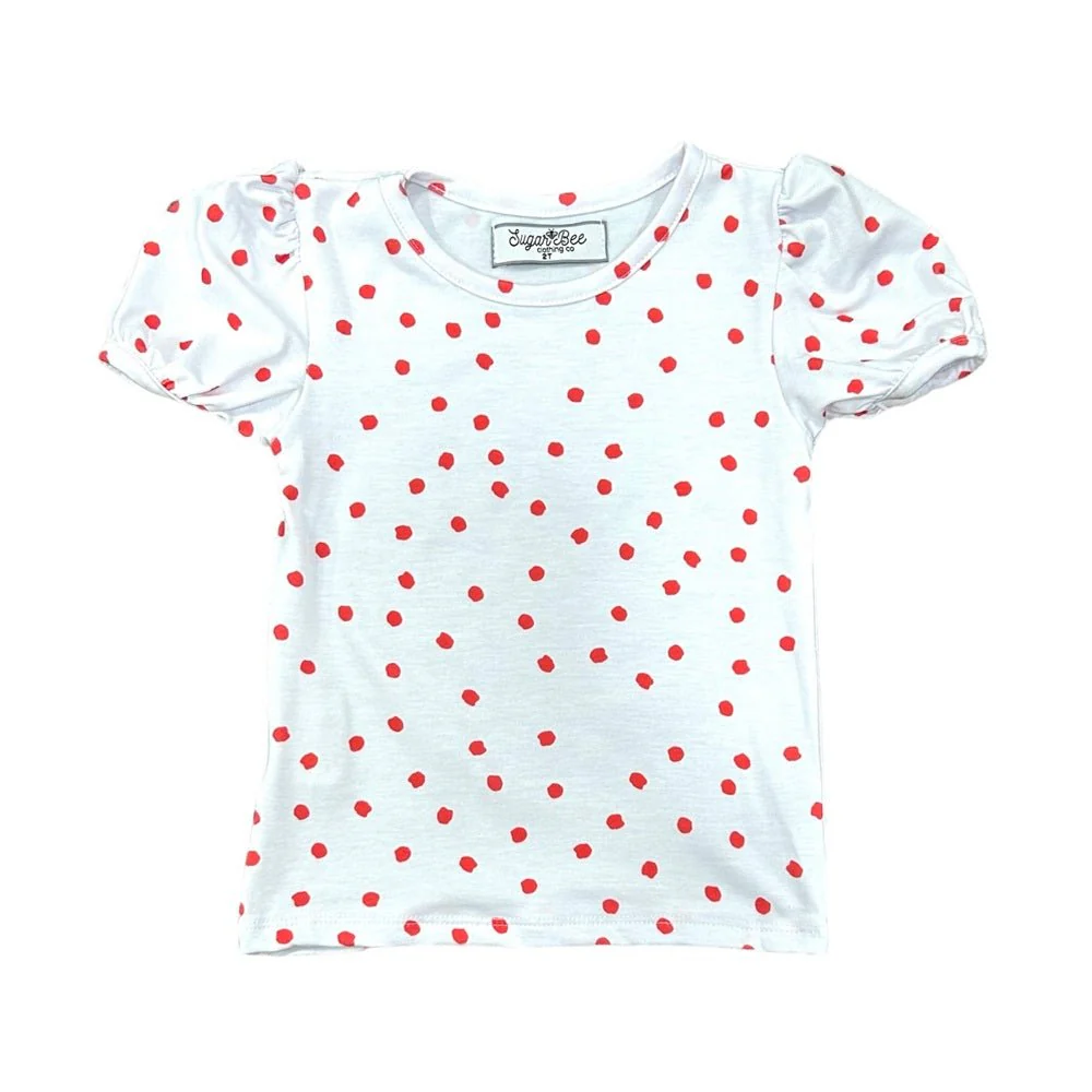 Puff Sleeve Tee - Red Dots - Image 4