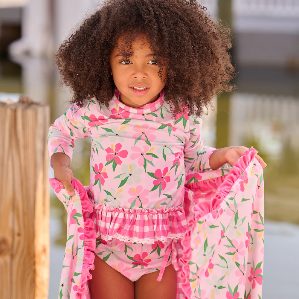 Rashguard Tankini - Colorful Pink Hibiscus - Image 3