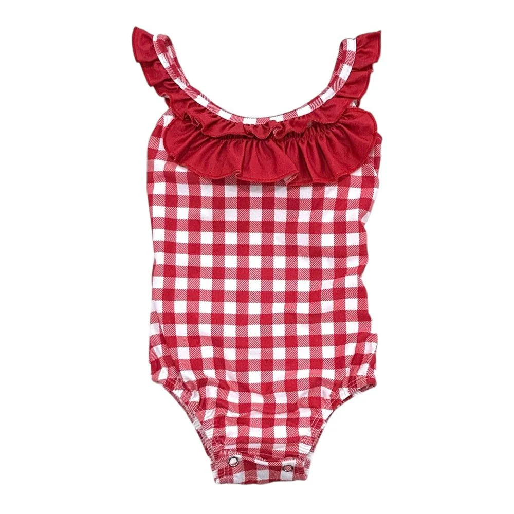 Bow Back Swimsuit - Red Gingham - Image 4