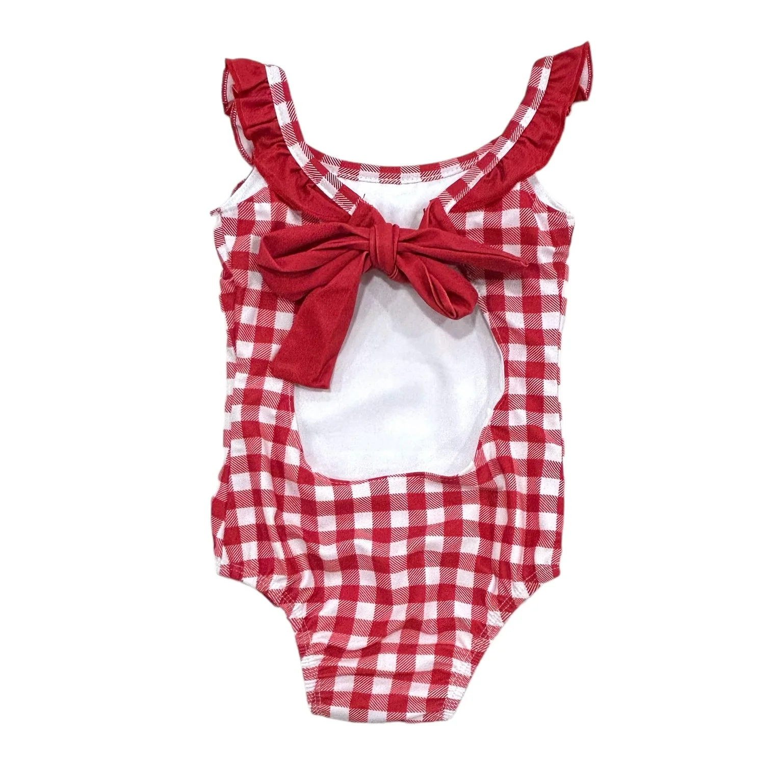 Bow Back Swimsuit - Red Gingham - Image 6
