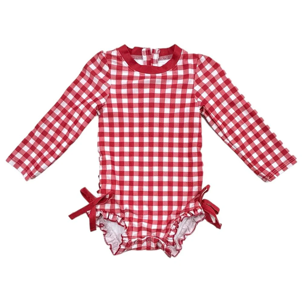 Ruffle Bottom Swimsuit - Red Gingham - Image 4