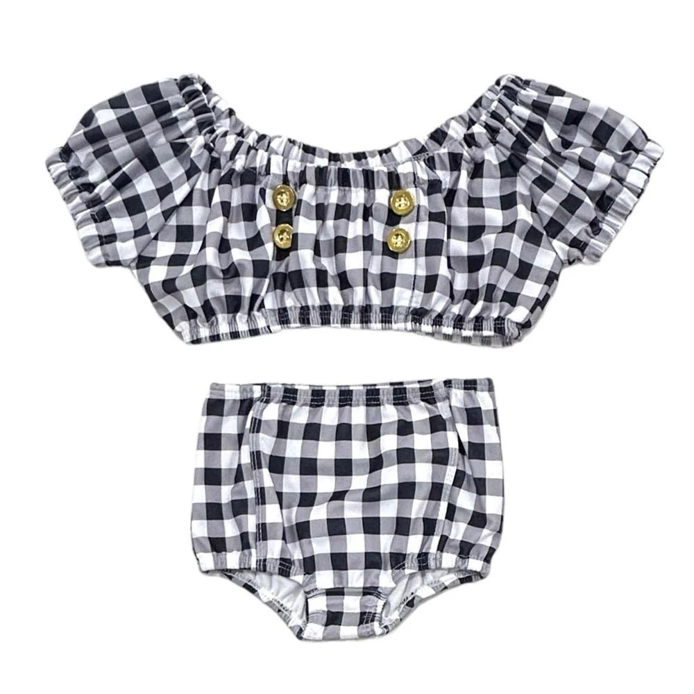 Retro Bikini - Black Gingham - Image 3