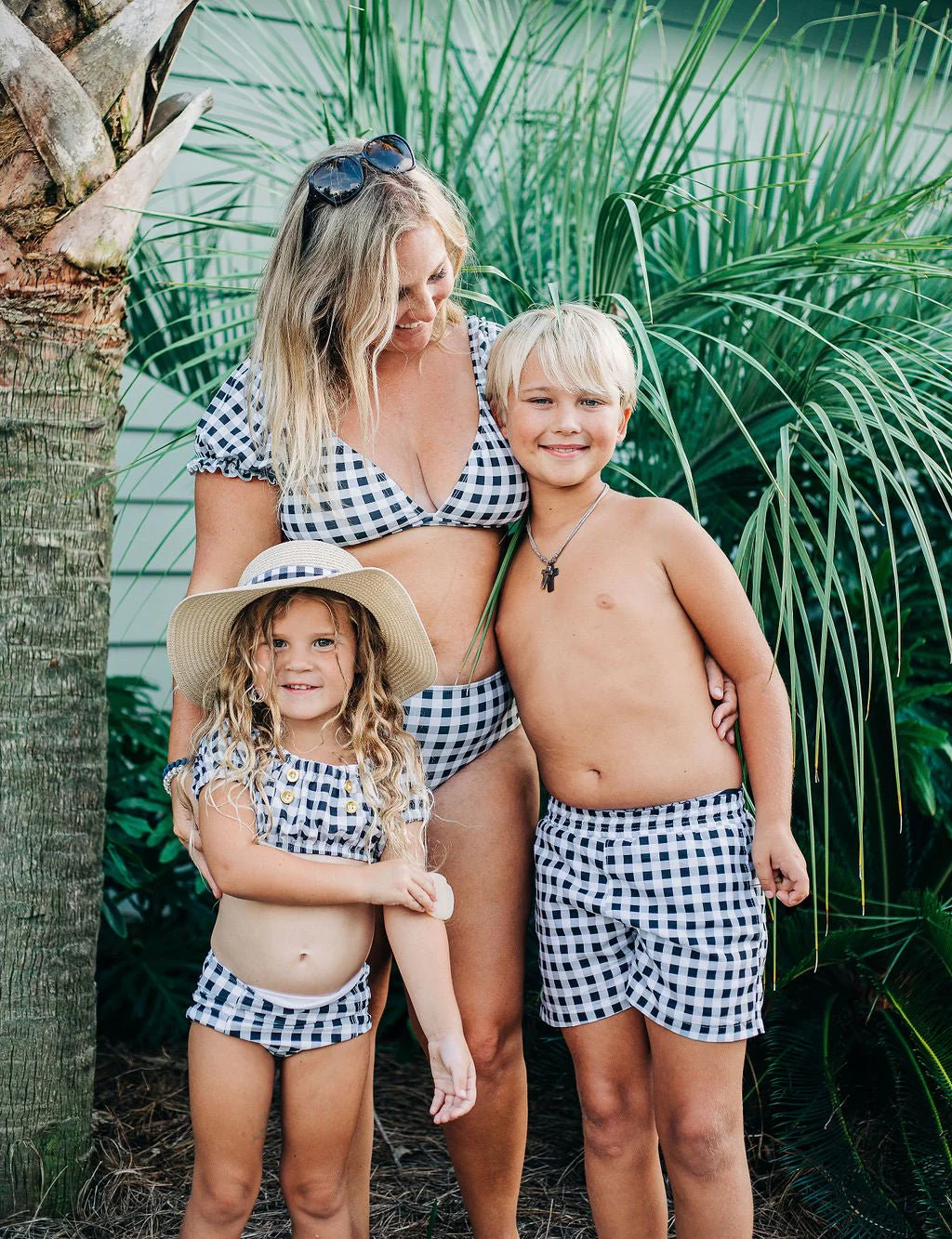 Retro Cap Sleeve Bikini - Black Gingham - Image 3