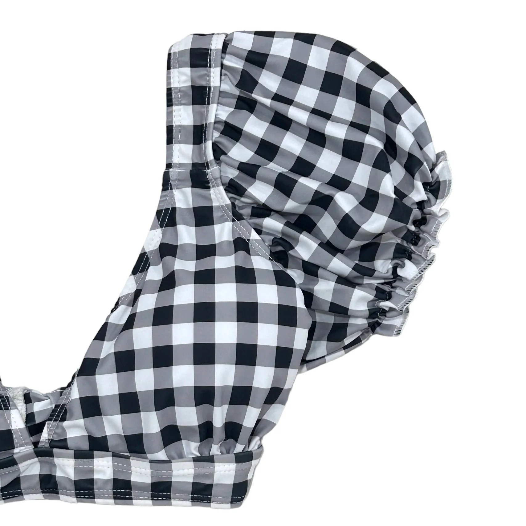 Retro Cap Sleeve Bikini - Black Gingham - Image 5