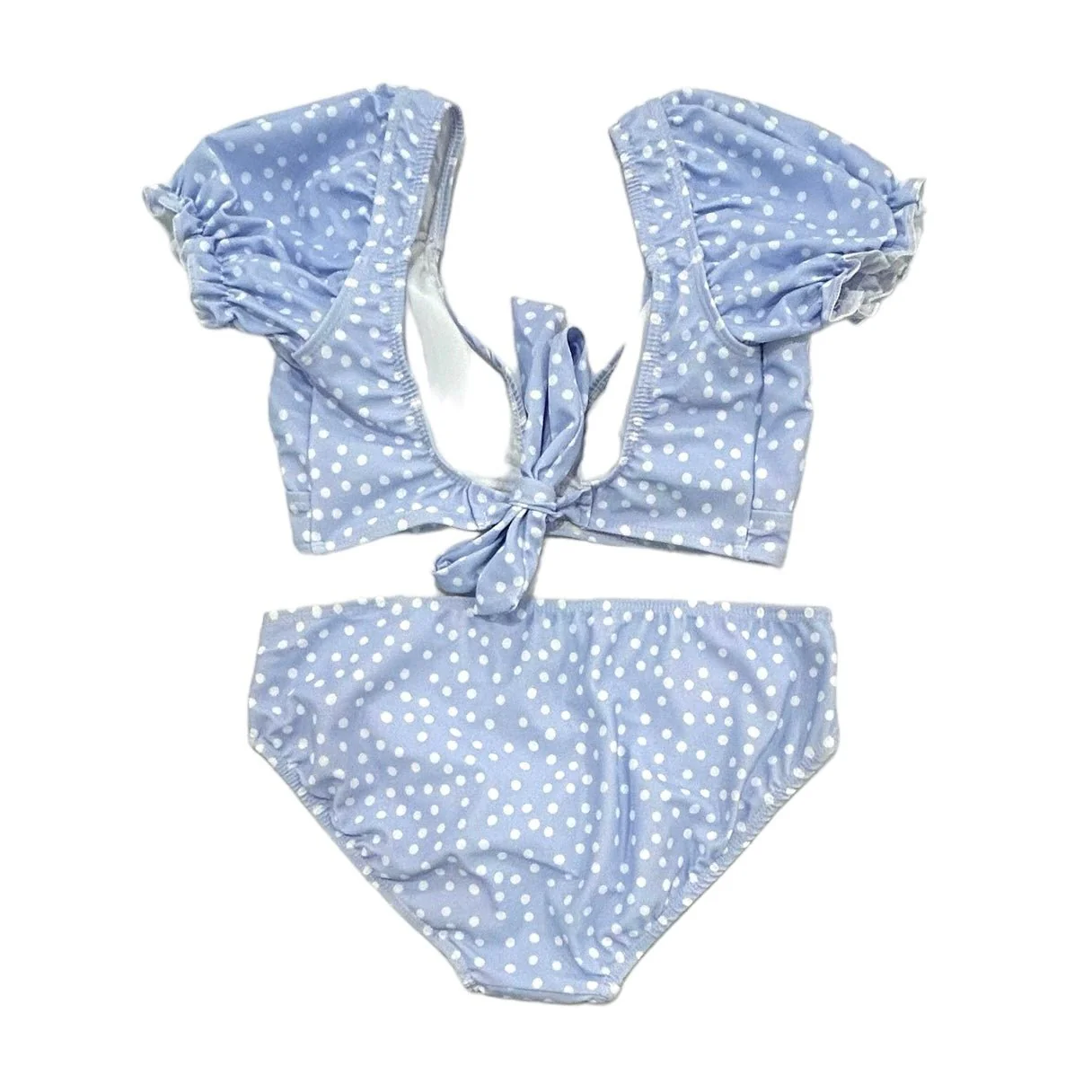 Retro Cap Sleeve Bikini - Blue Dots - Image 6