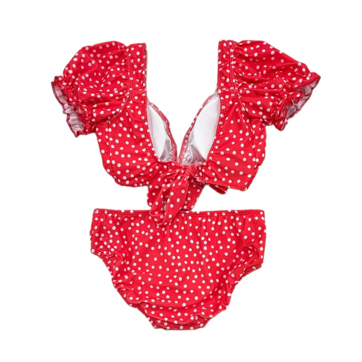 Retro Cap Sleeve Bikini - Red Dots - Image 6