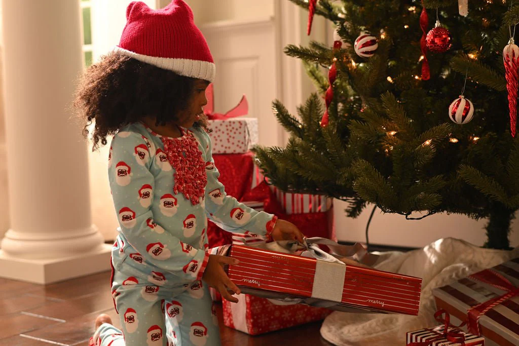 Ruffle Buttflap Pajamas - Vintage Black Santa Holiday Lounge - Image 4