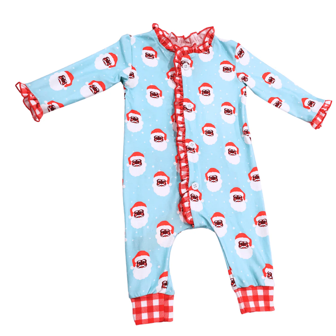 Ruffle Buttflap Pajamas - Vintage Black Santa Holiday Lounge - Image 6