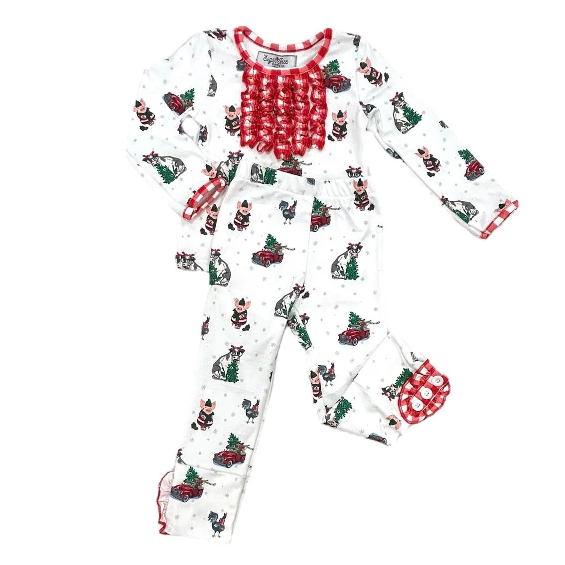 Ruffle Buttflap Pajamas- Christmas On The Farm Holiday Lounge - Image 5