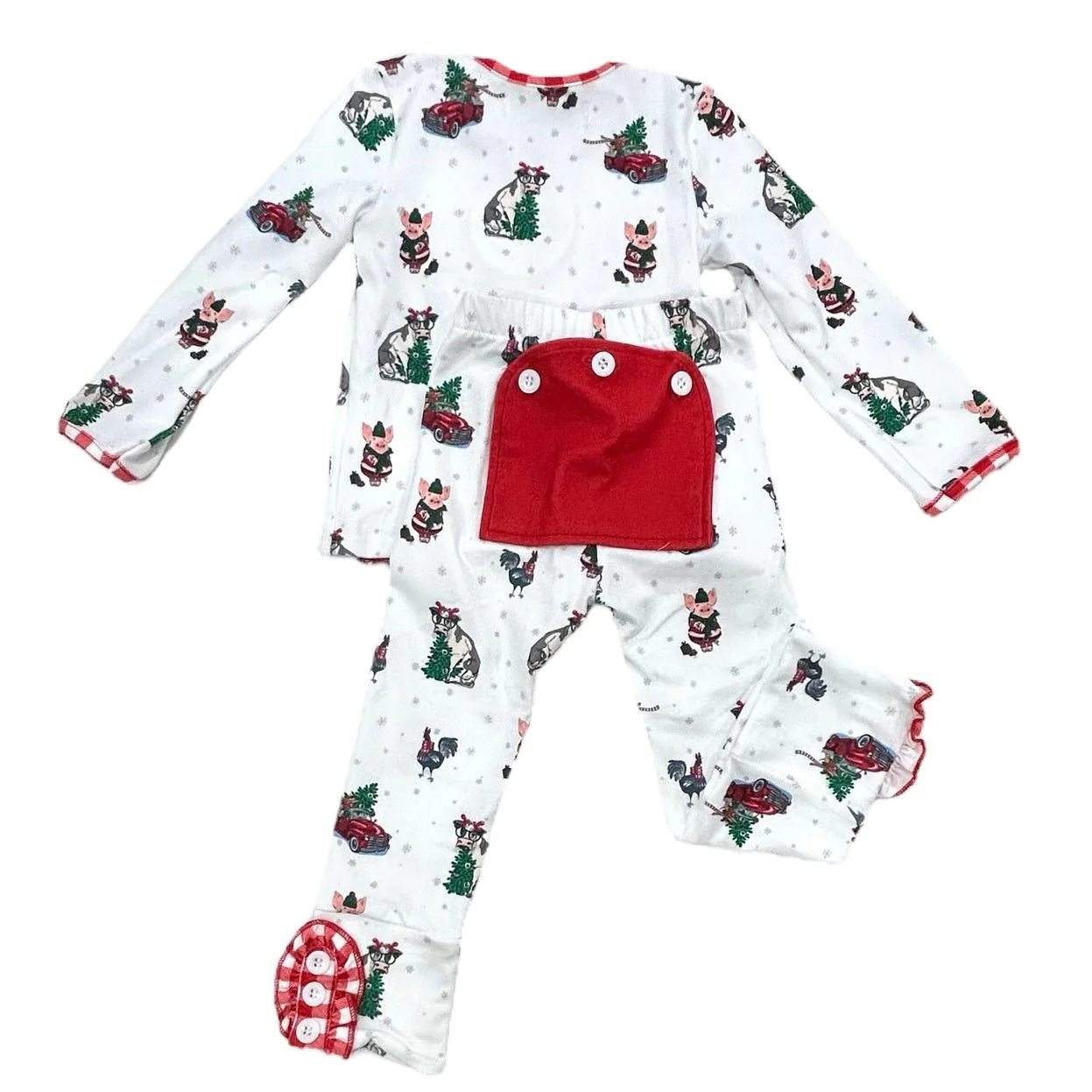 Ruffle Buttflap Pajamas- Christmas On The Farm Holiday Lounge - Image 6