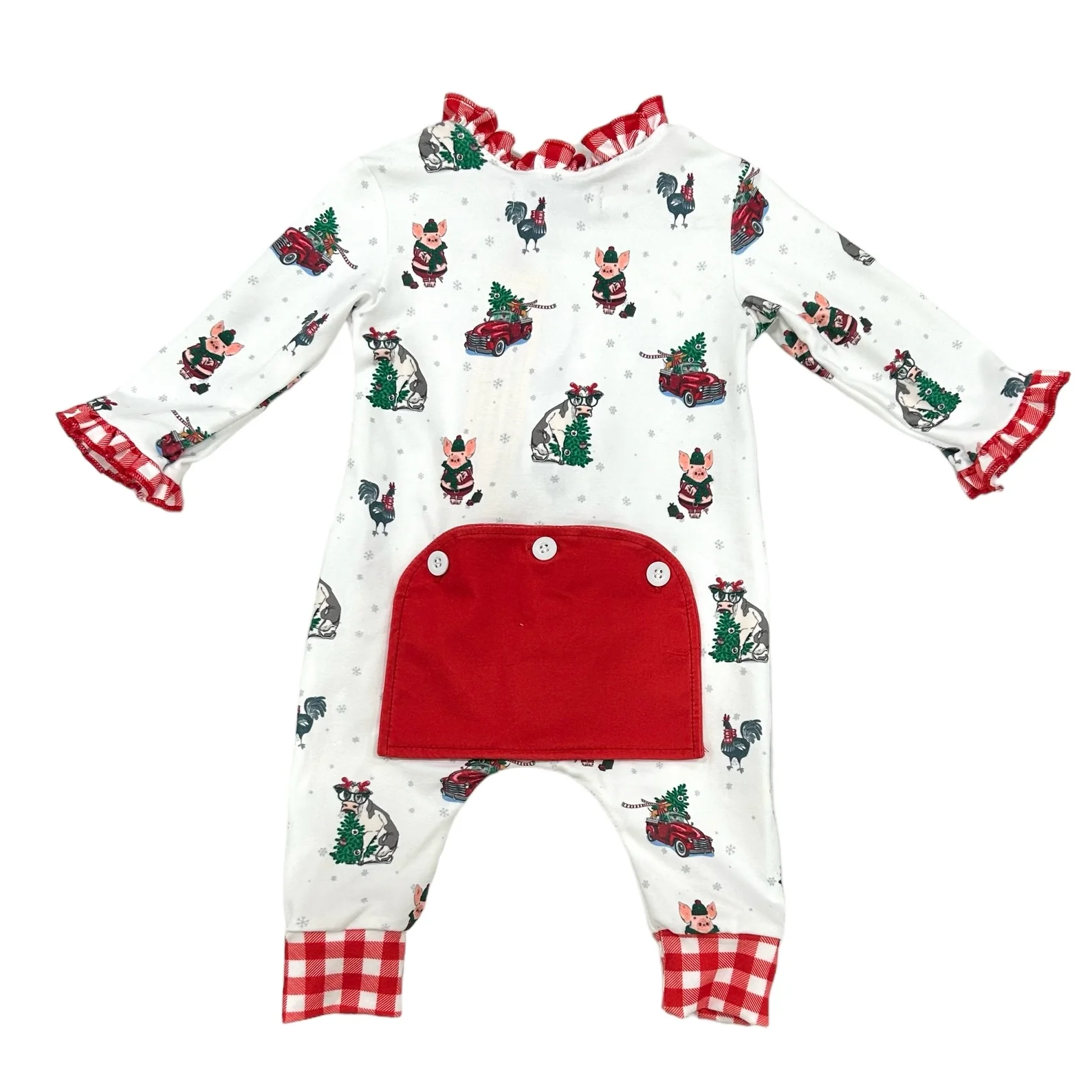 Ruffle Buttflap Pajamas- Christmas On The Farm Holiday Lounge - Image 9