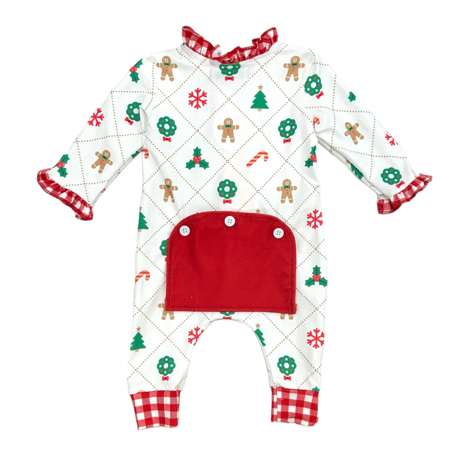 Ruffle Buttflap Pajamas - Quilted Gingerbread Holiday Lounge - Image 9