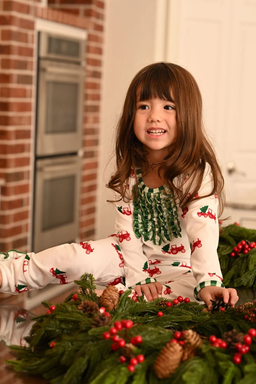 Ruffle Buttflap Pajamas - Christmas Tractor Holiday Lounge - Image 6
