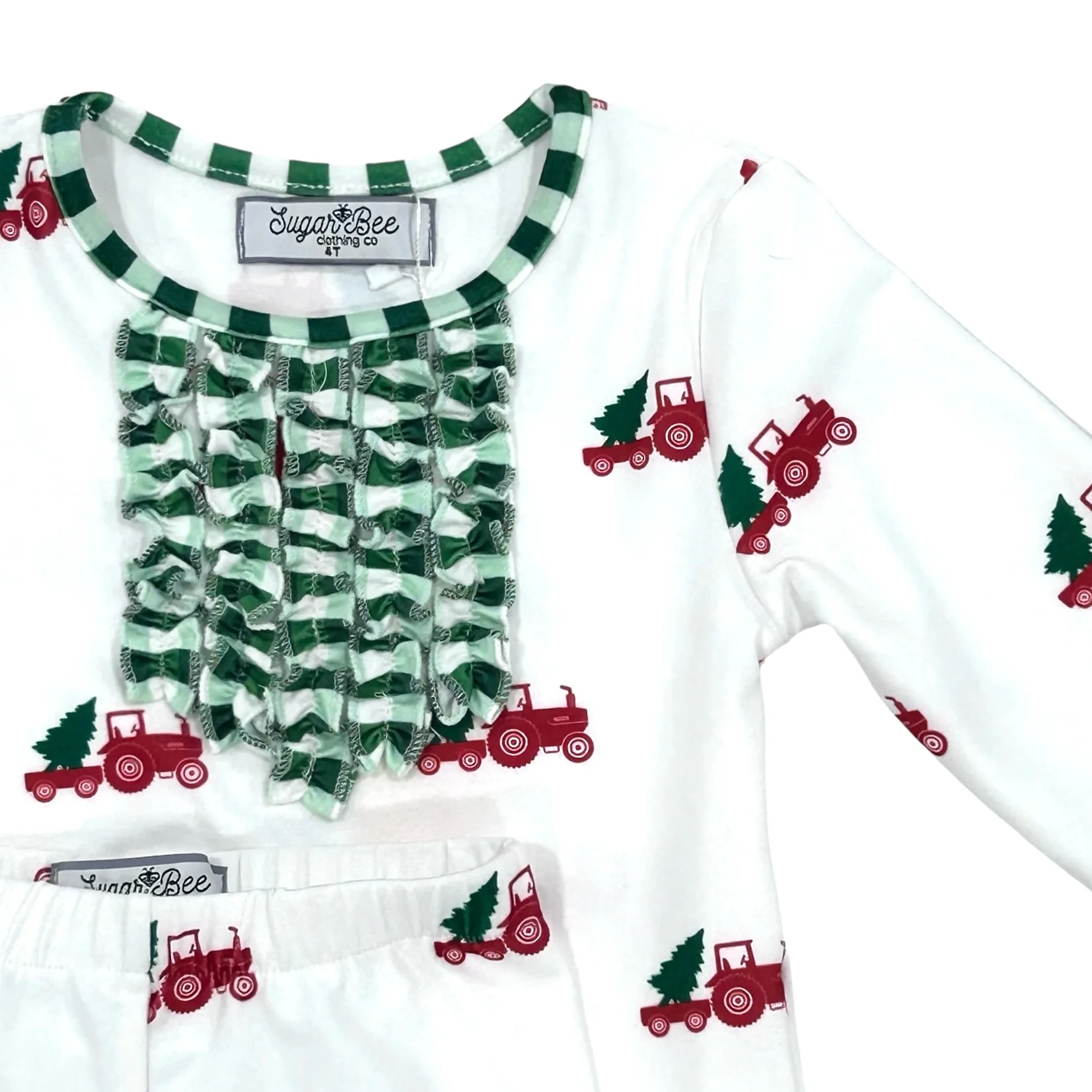 Ruffle Buttflap Pajamas - Christmas Tractor Holiday Lounge - Image 9