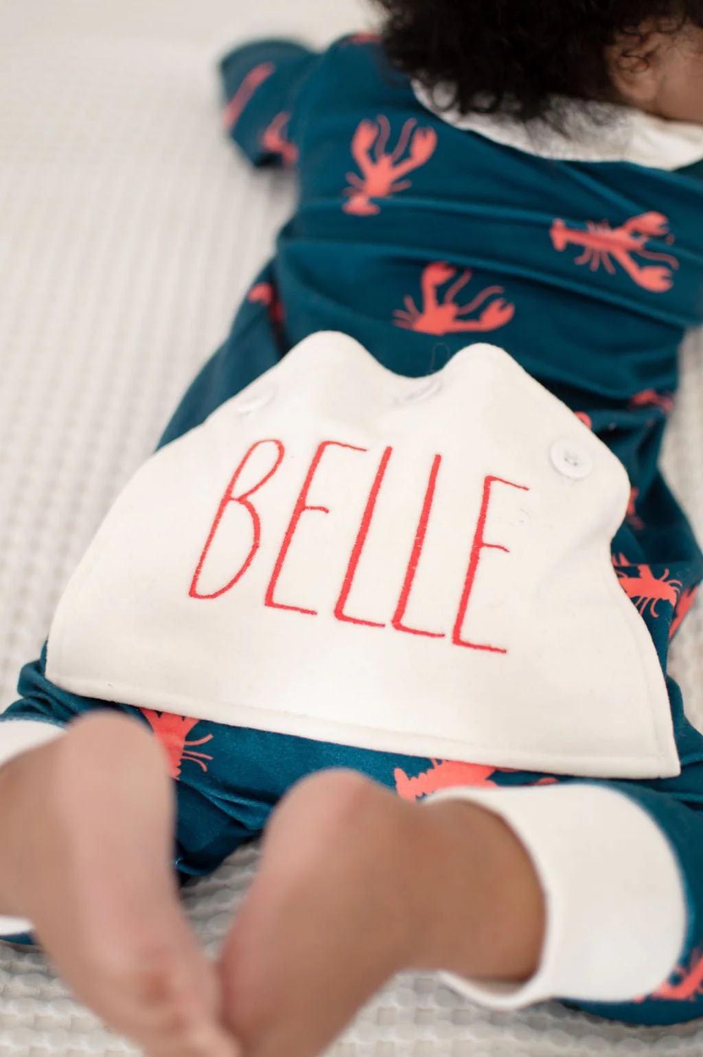 One-Piece Ruffle Buttflap Pajamas - Navy Crawfish - Image 6