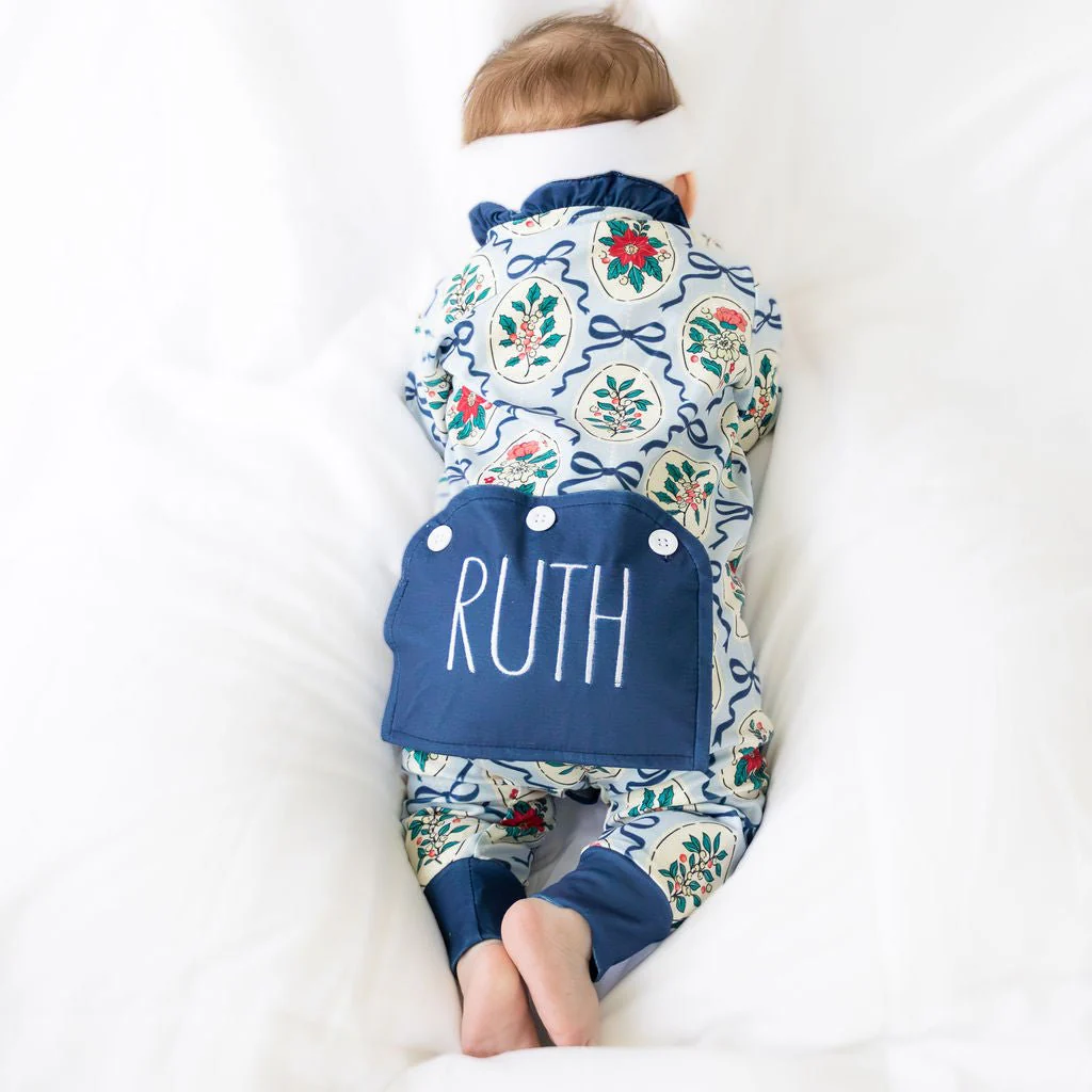 Ruffle Buttflap Pajamas - Navy Bows & Frames - Image 2