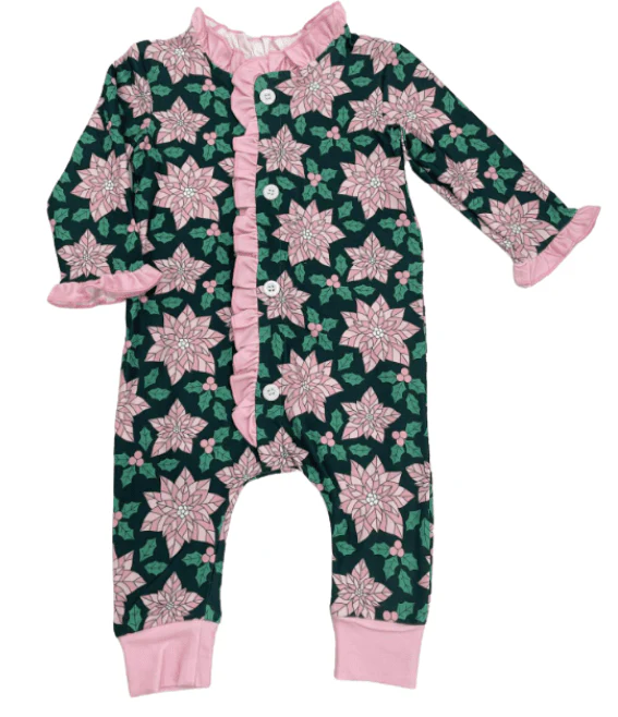 Ruffle Buttflap Pajamas - Poinsettia Holiday Lounge - Image 3