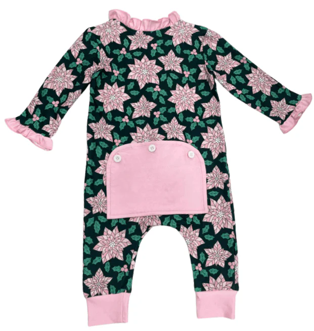 Ruffle Buttflap Pajamas - Poinsettia Holiday Lounge - Image 4