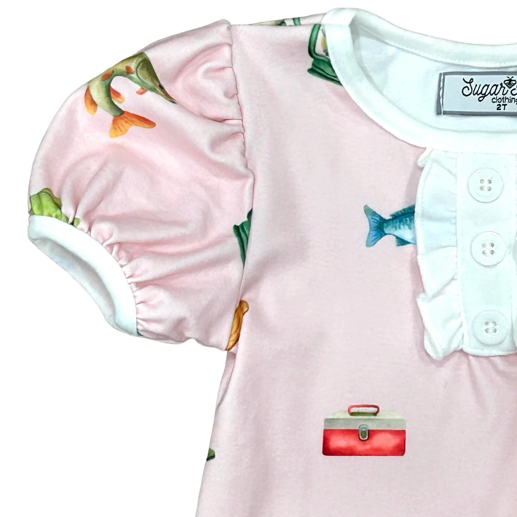 Ruffle Short Sleeve Lounge Set - Girls Fishing - Image 3