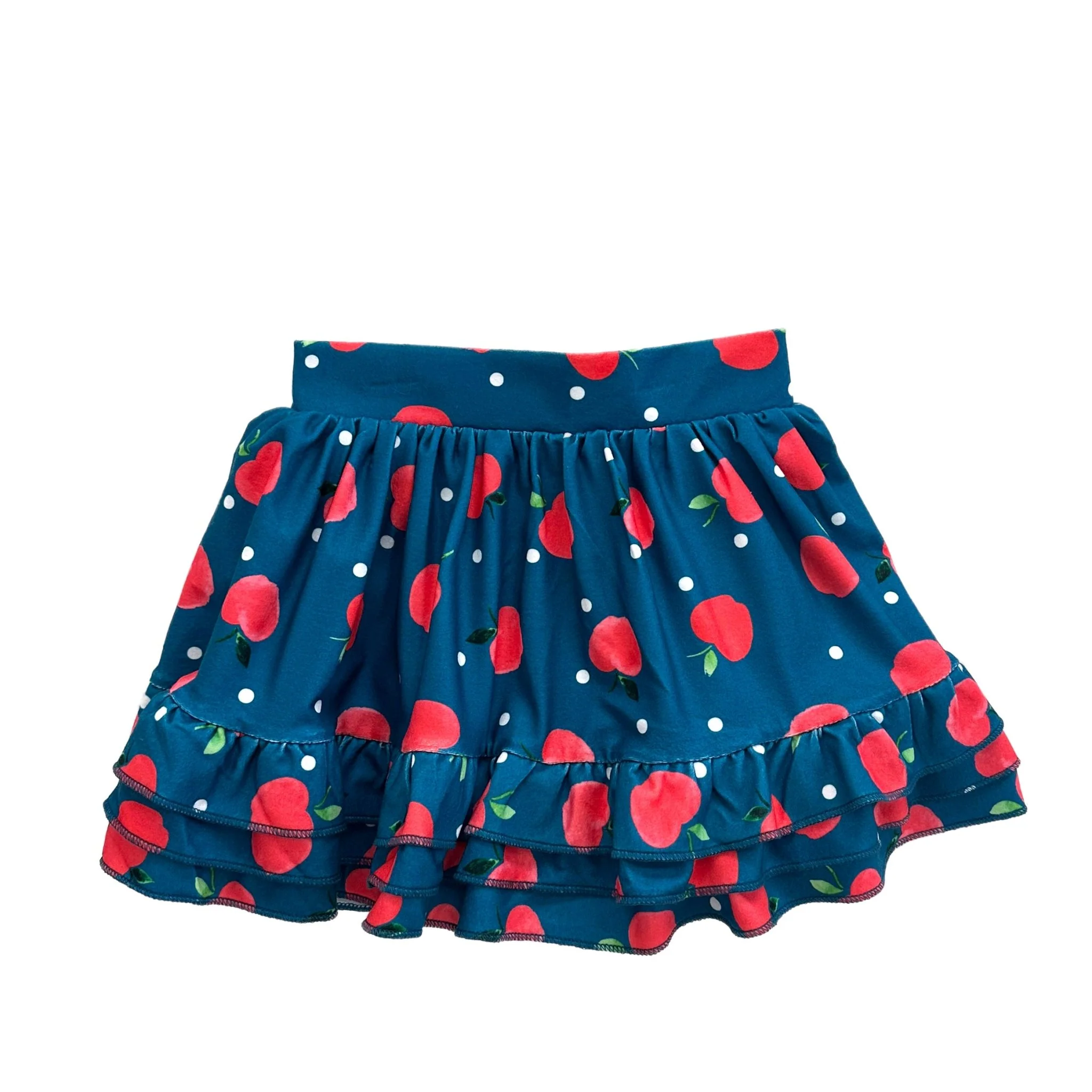 Ruffle Skort - Apples on Navy - Image 8