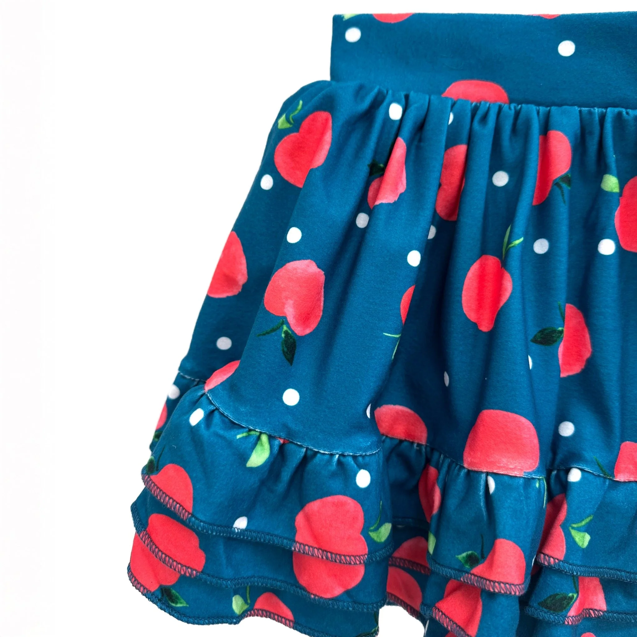 Ruffle Skort - Apples on Navy - Image 9