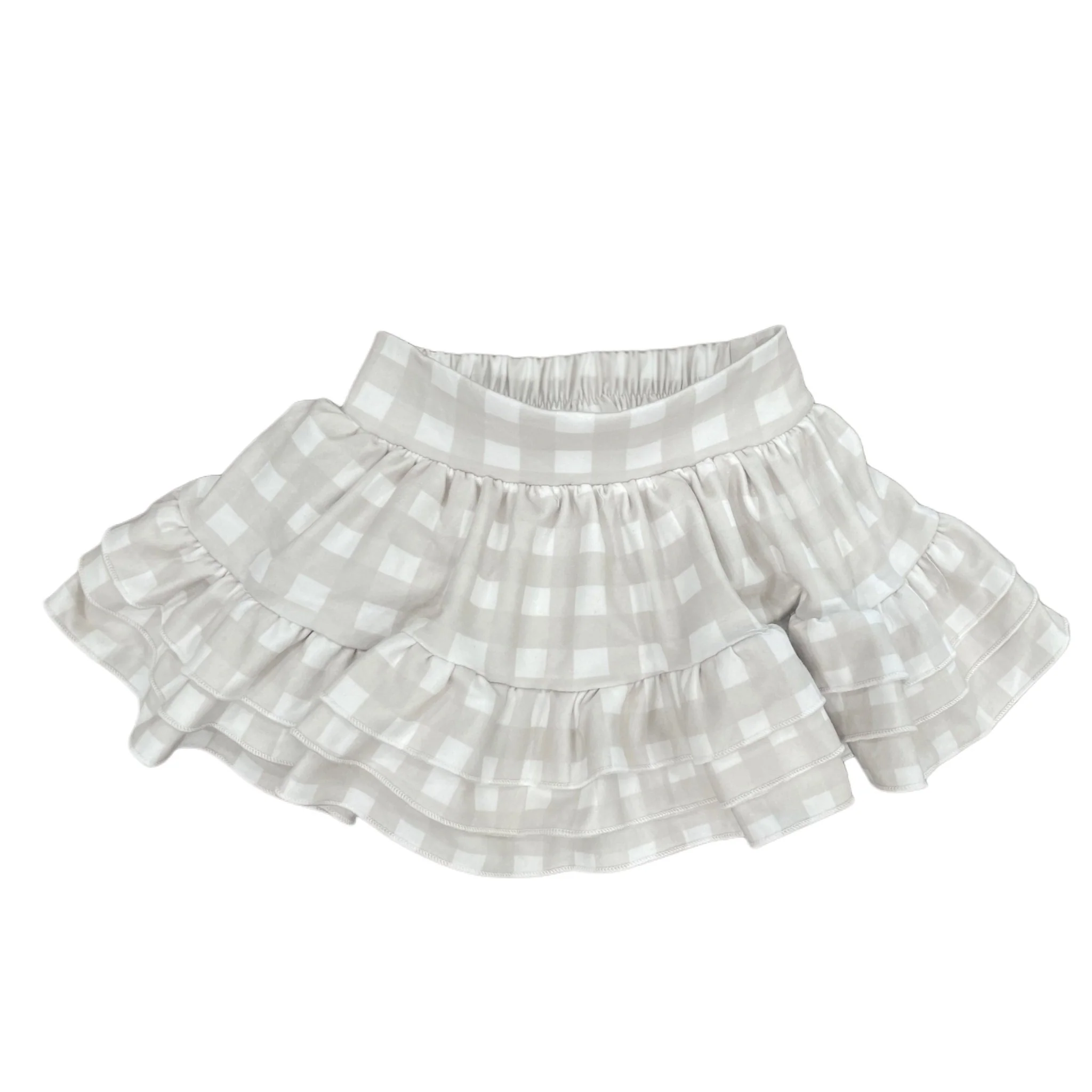 Annie Ruffle Skort - Cafe au Lait Gingham - Image 2
