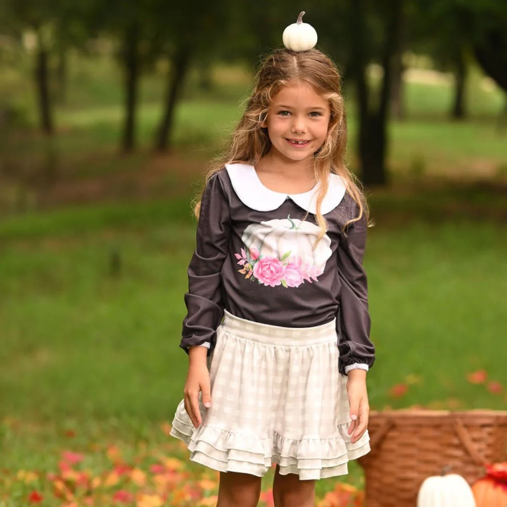Annie Ruffle Skort - Cafe au Lait Gingham - Image 3
