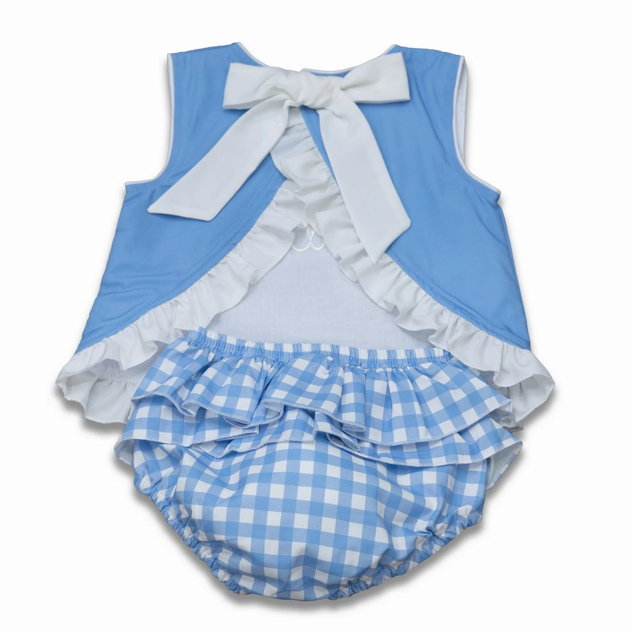 Ruffle Trimmed Swing Back Bloomer Set - Blue Gingham - Image 6
