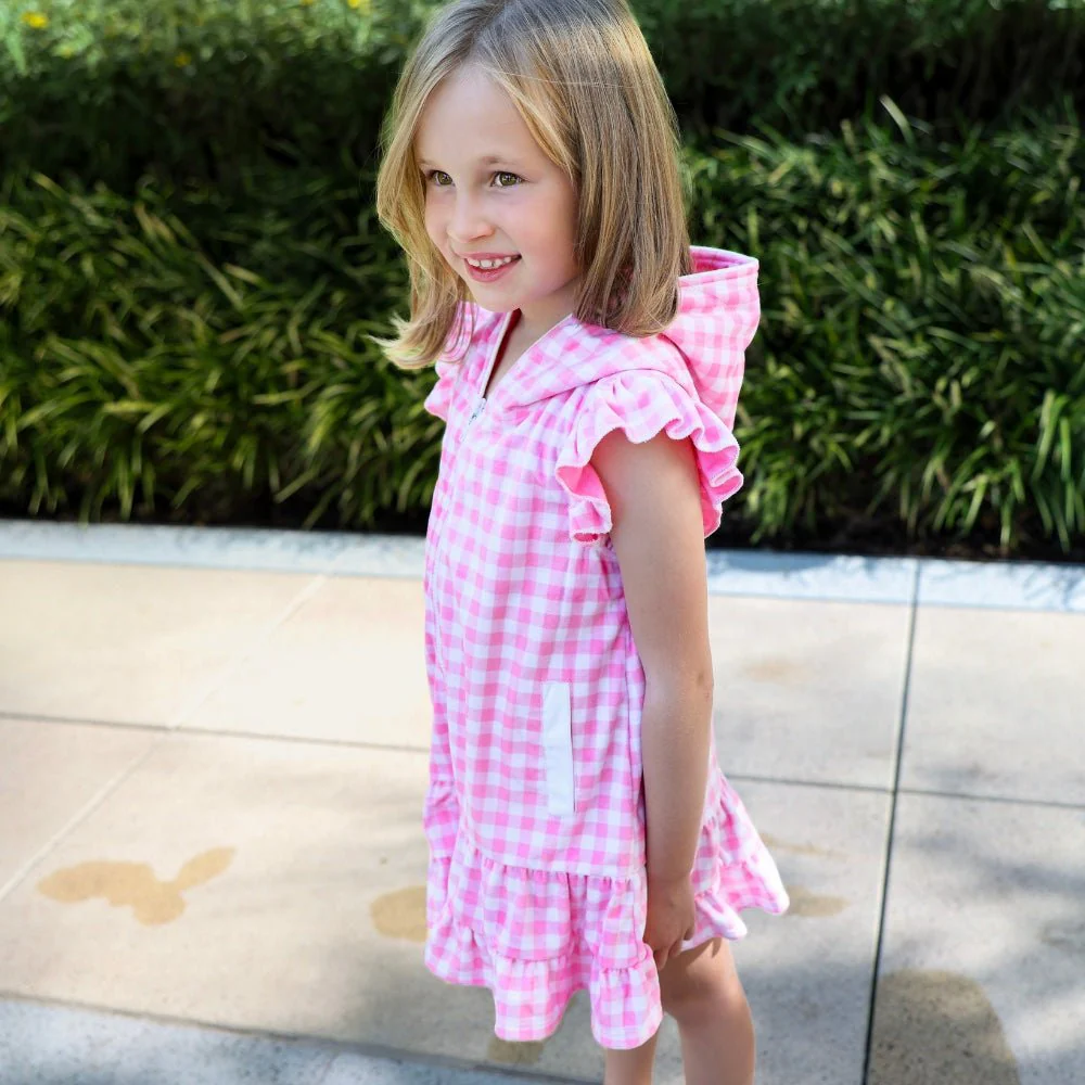 Swim Cover up - Pink Gingham Ruffle - Image 3