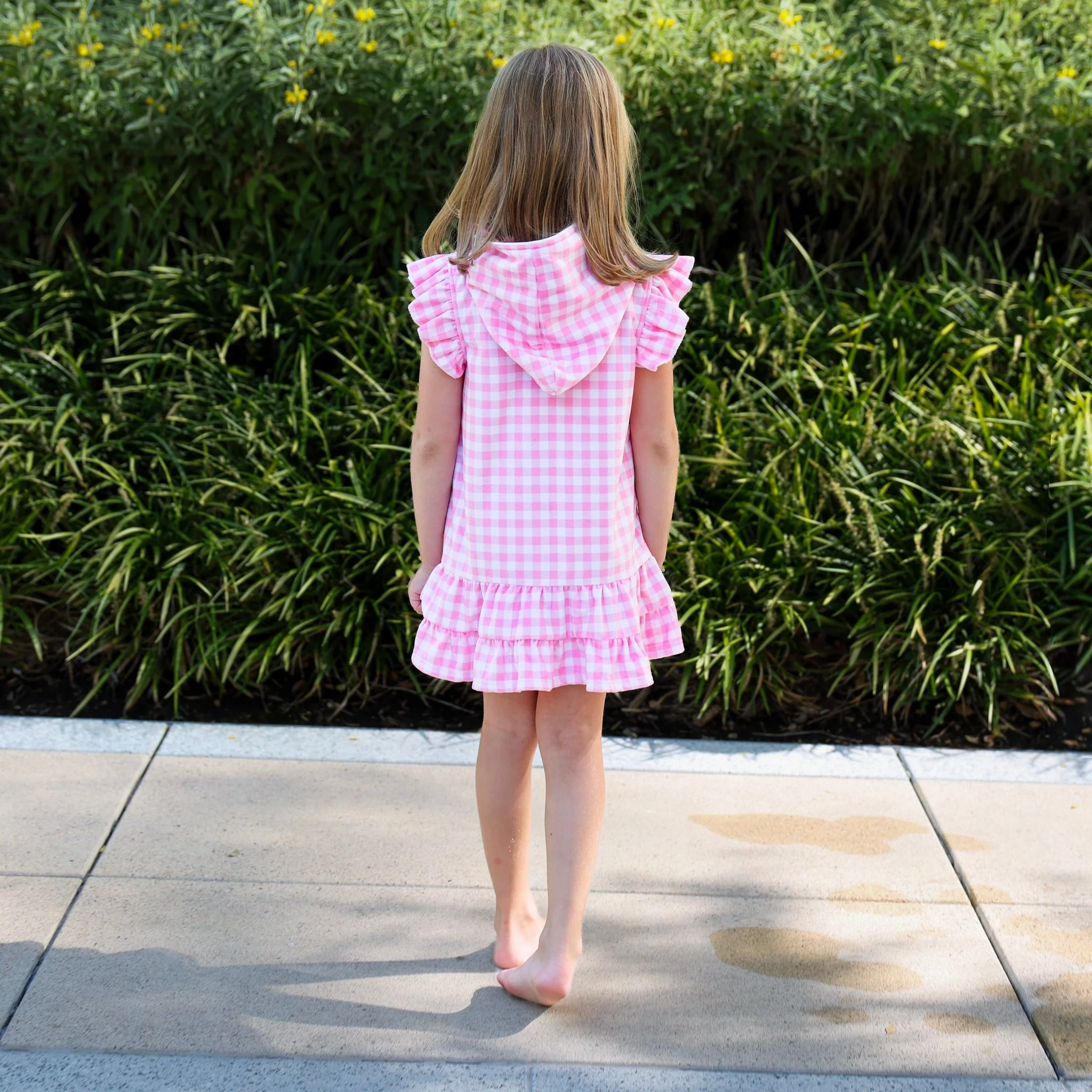 Swim Cover up - Pink Gingham Ruffle - Image 4
