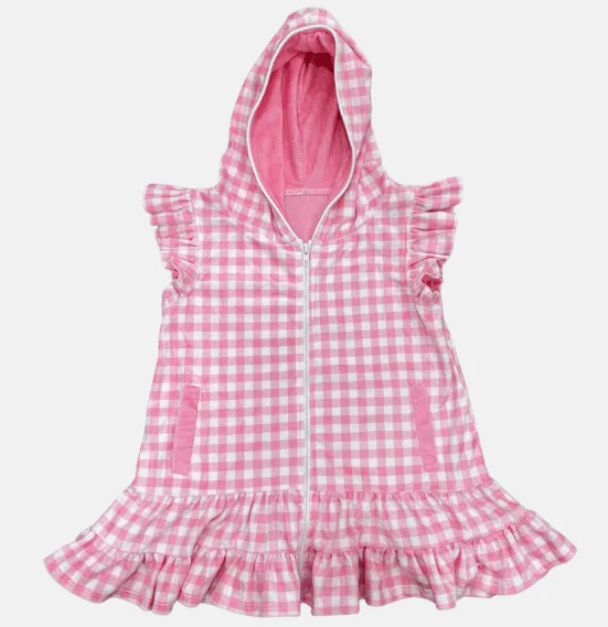 Swim Cover up - Pink Gingham Ruffle - Image 6