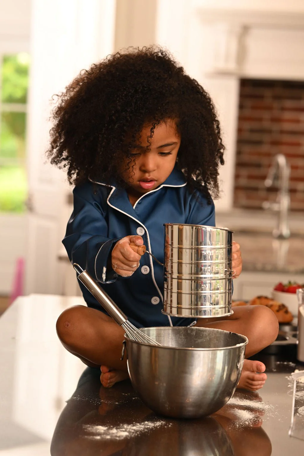 Charlie Satin Separates - Navy Long Sleeve Top - Image 5